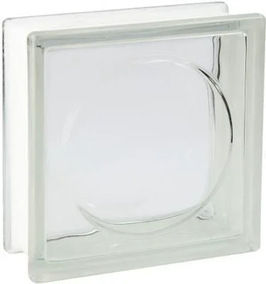 Design glass block ALPHA ROUND in clear glass.