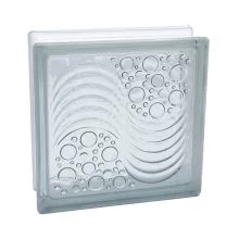 Basic Ocean glass block in clear glass, 24 by 24 by 8 centimetres.