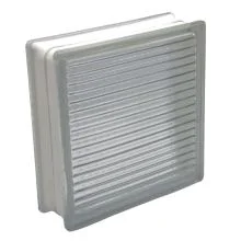 Basic Crossed glass block in clear glass, 24 by 24 by 8 centimetres.