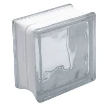 Basic Cloud glass block in clear glass, 14.5 by 14.5 by 8 centimetres.