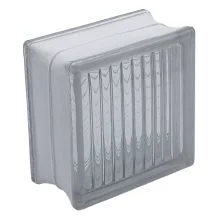 Basic Crossed glass block in clear glass, 14.5 by 14.5 by 8 centimetres.