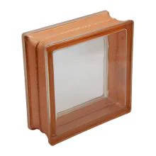 Design glass block FULL VIEW, REFLECTIVE ORANGE.
