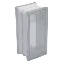 Basic full-view half-format glass block in clear glass.