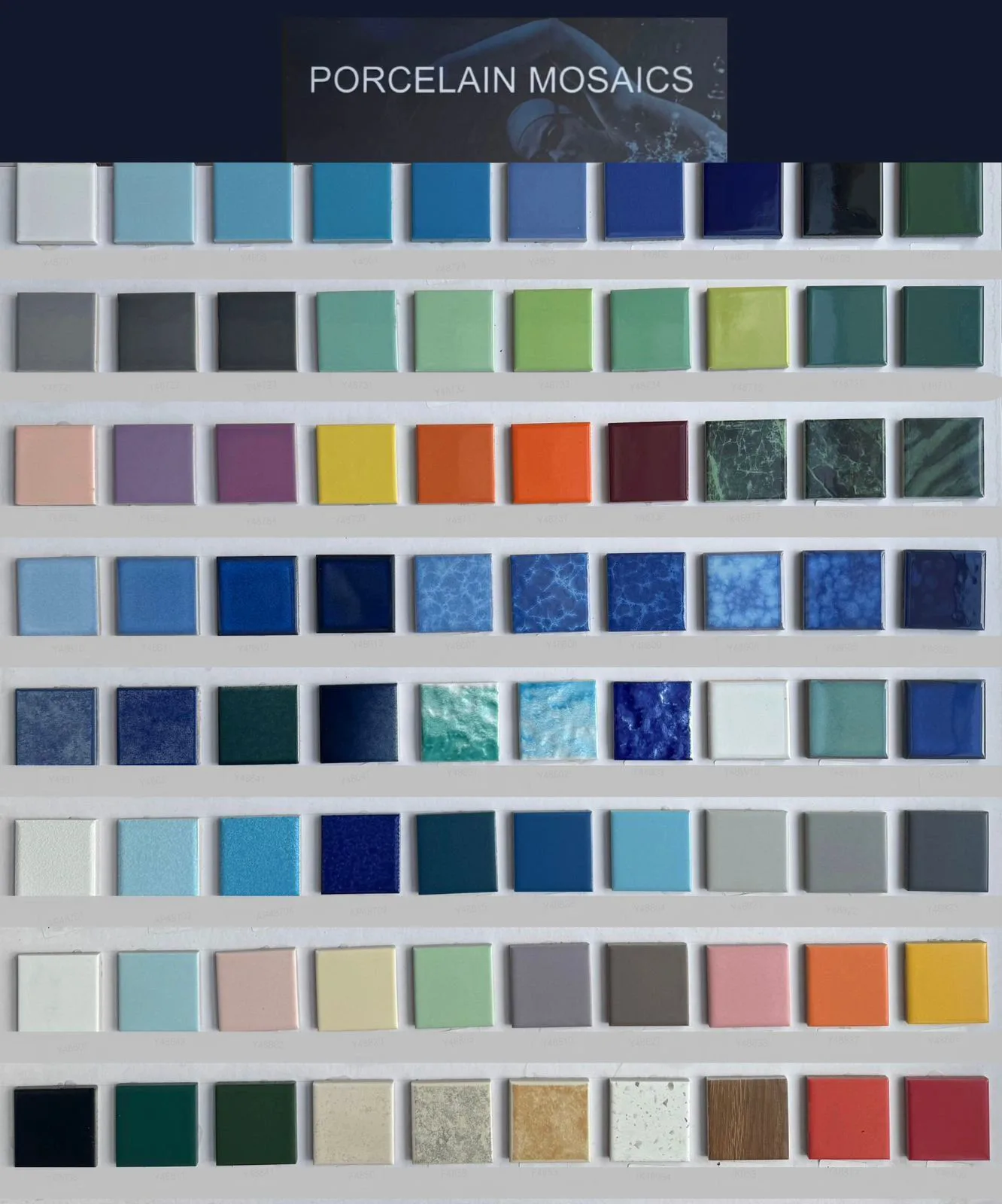 Porcelain mosaic tile colour grid.