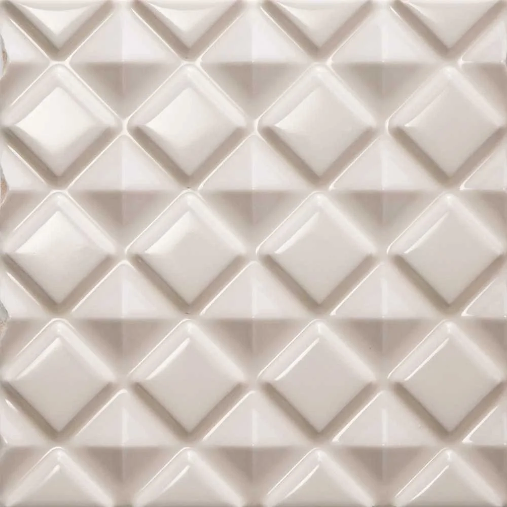 Handmade ceramic tiles — Embossed Square 15x15x1 cm, cloudy grey.