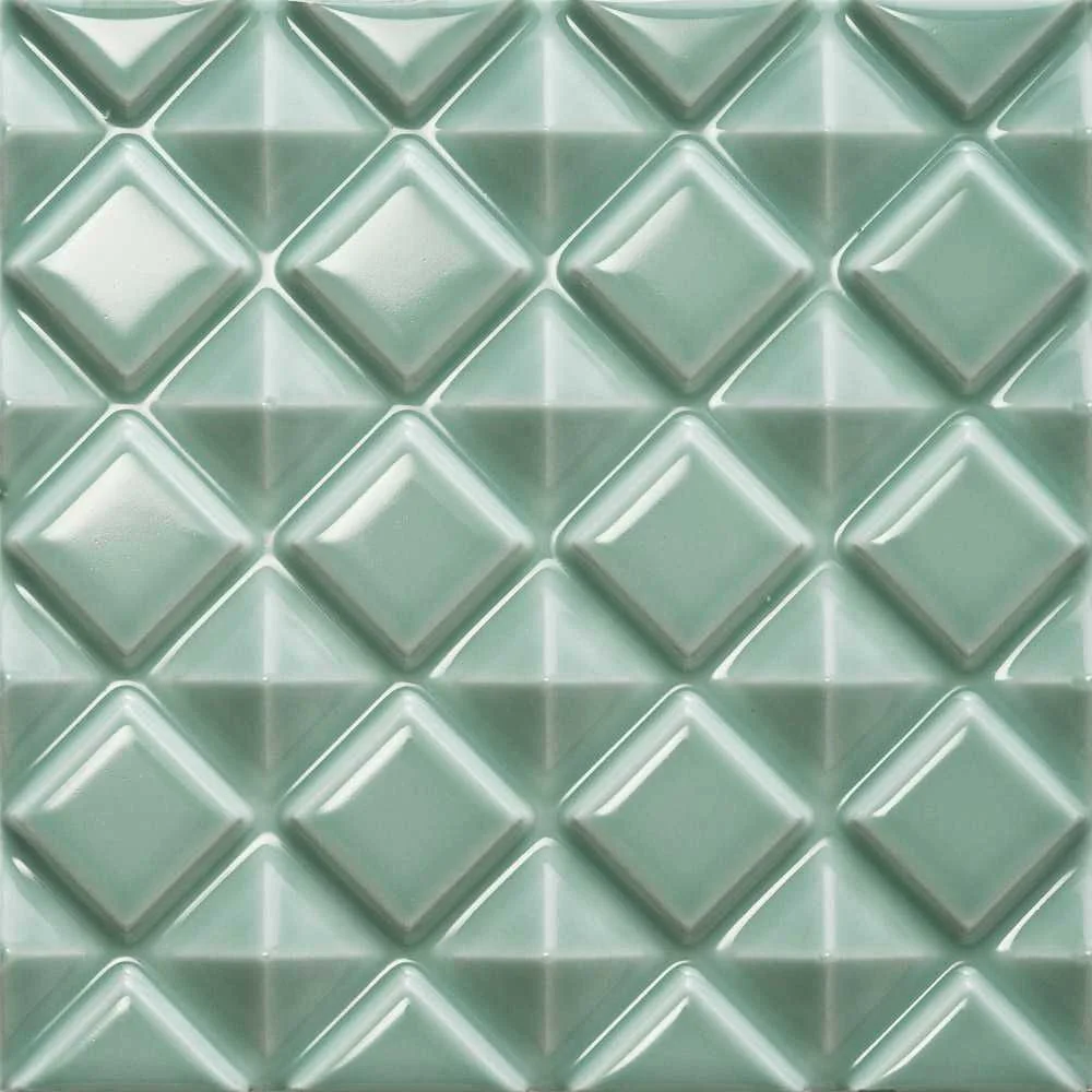 Handmade ceramic tiles — Linden green.