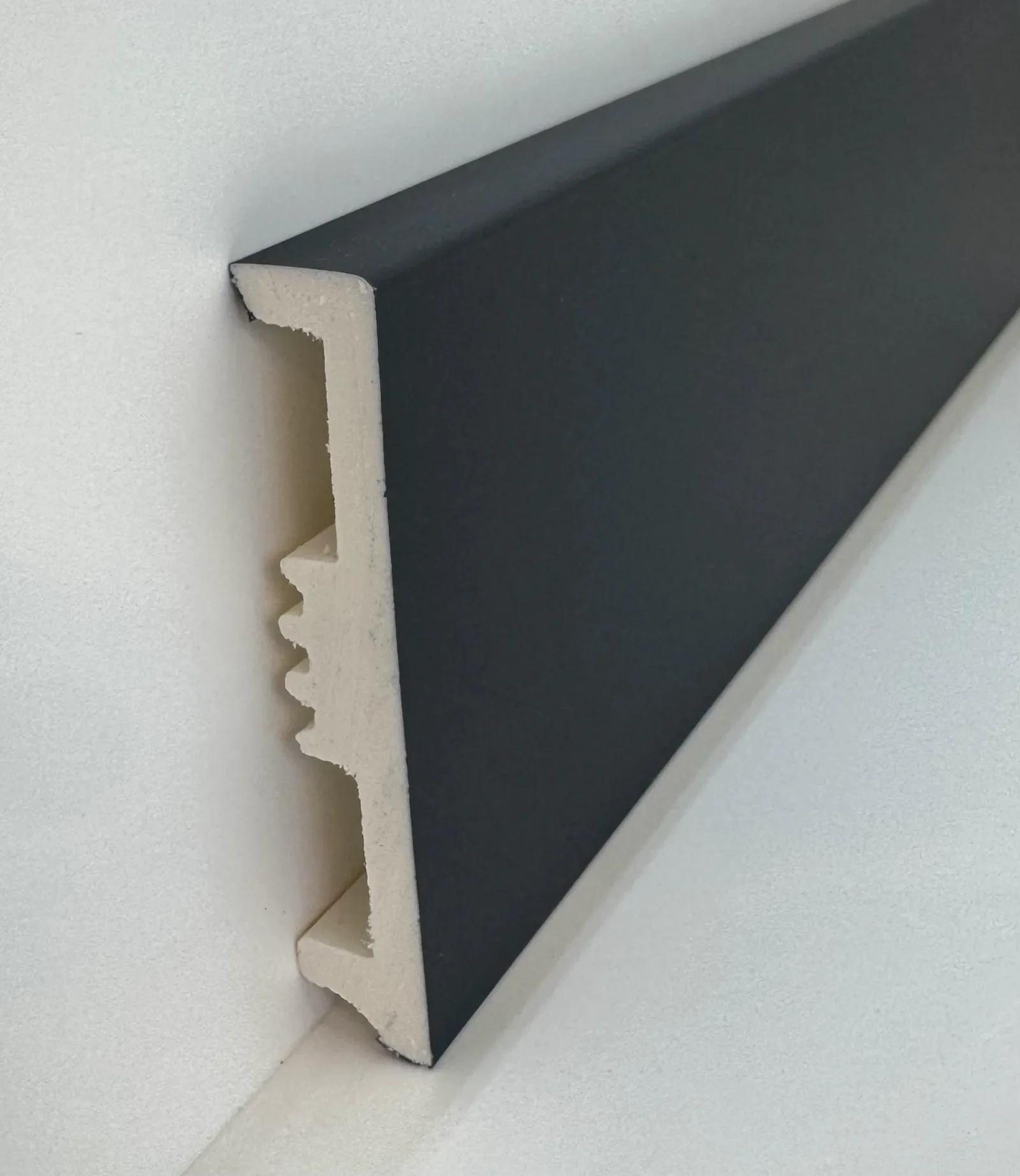 Black 200 skirting board profile.