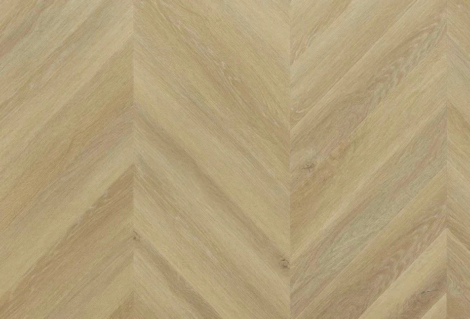Johannes Oak mineral core flooring in a chevron pattern.