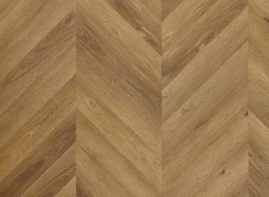 Georgetown Oak mineral core flooring in a chevron pattern.