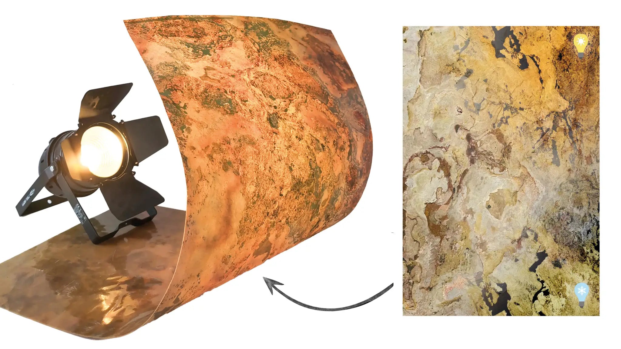 Real stone veneer — Translucent stone veneer illuminated from behind.